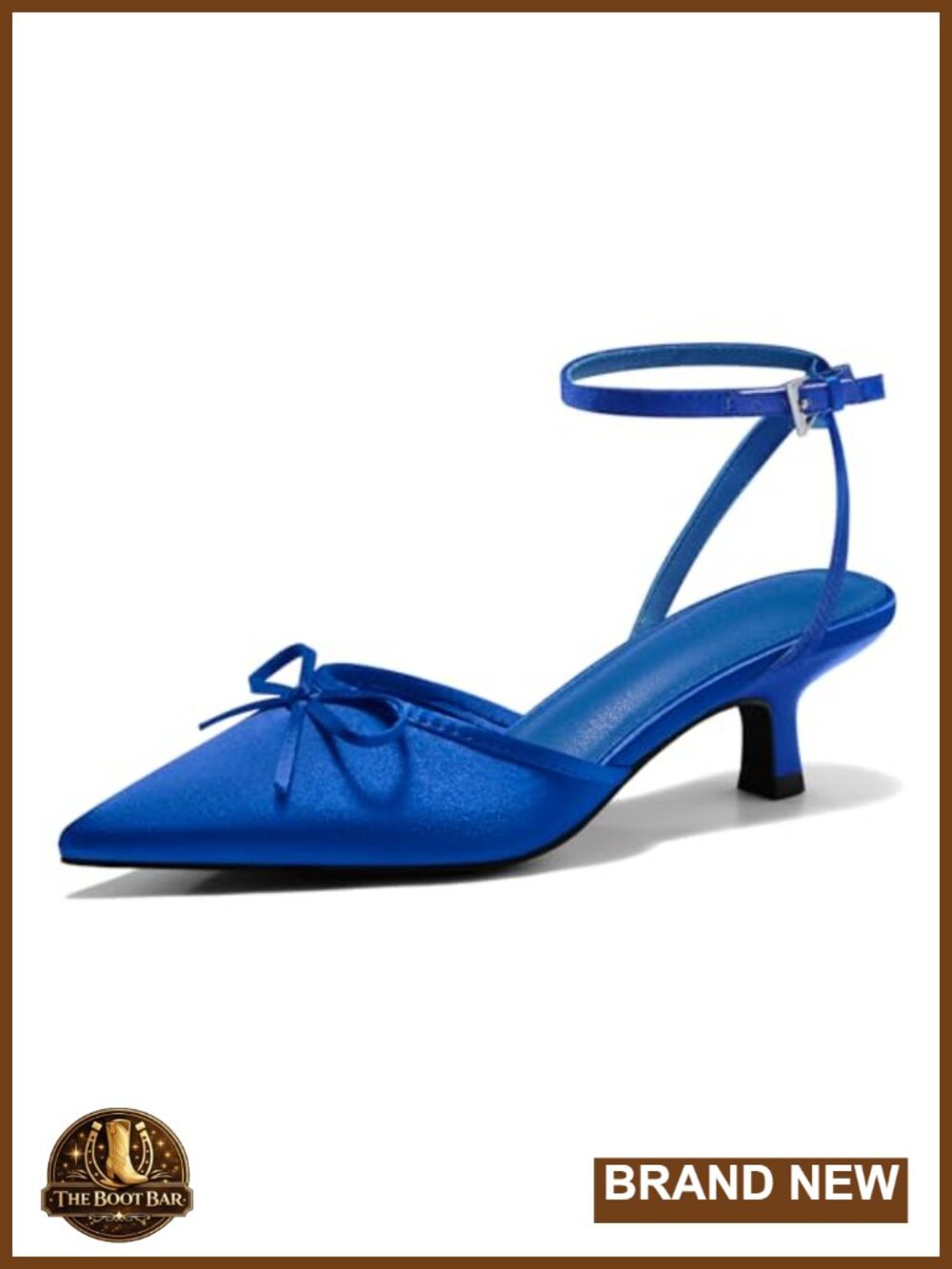 Satin Kitten Low Heels with Bow Pointed Toe Short Pumps Dress Wedding Party